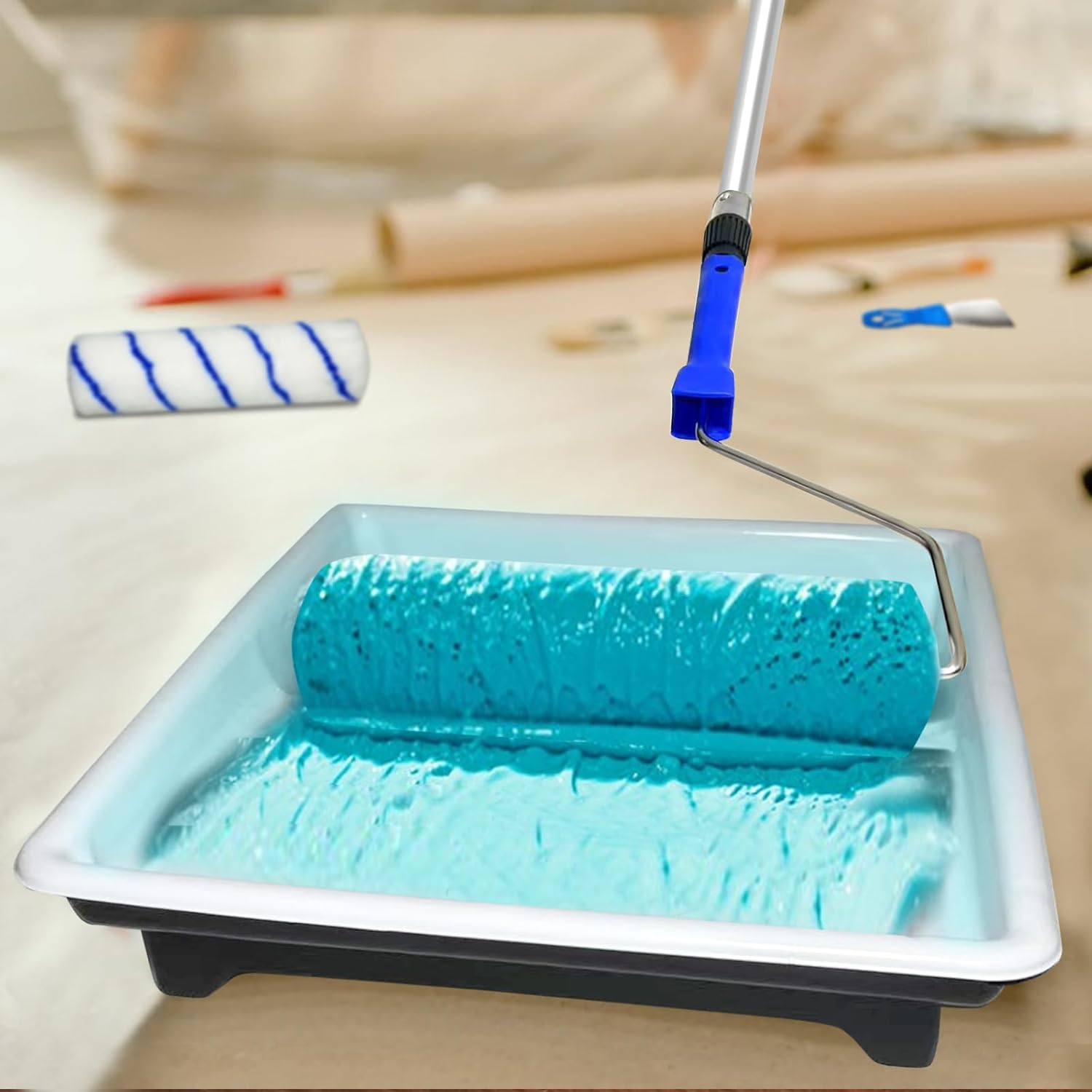 Paint Roller Extension Pole - 28PCS 3FT Telescoping Paint Roller Kit, Wall Painting Naps for Professionals with Brush Microfiber Roller Cover for House Wall