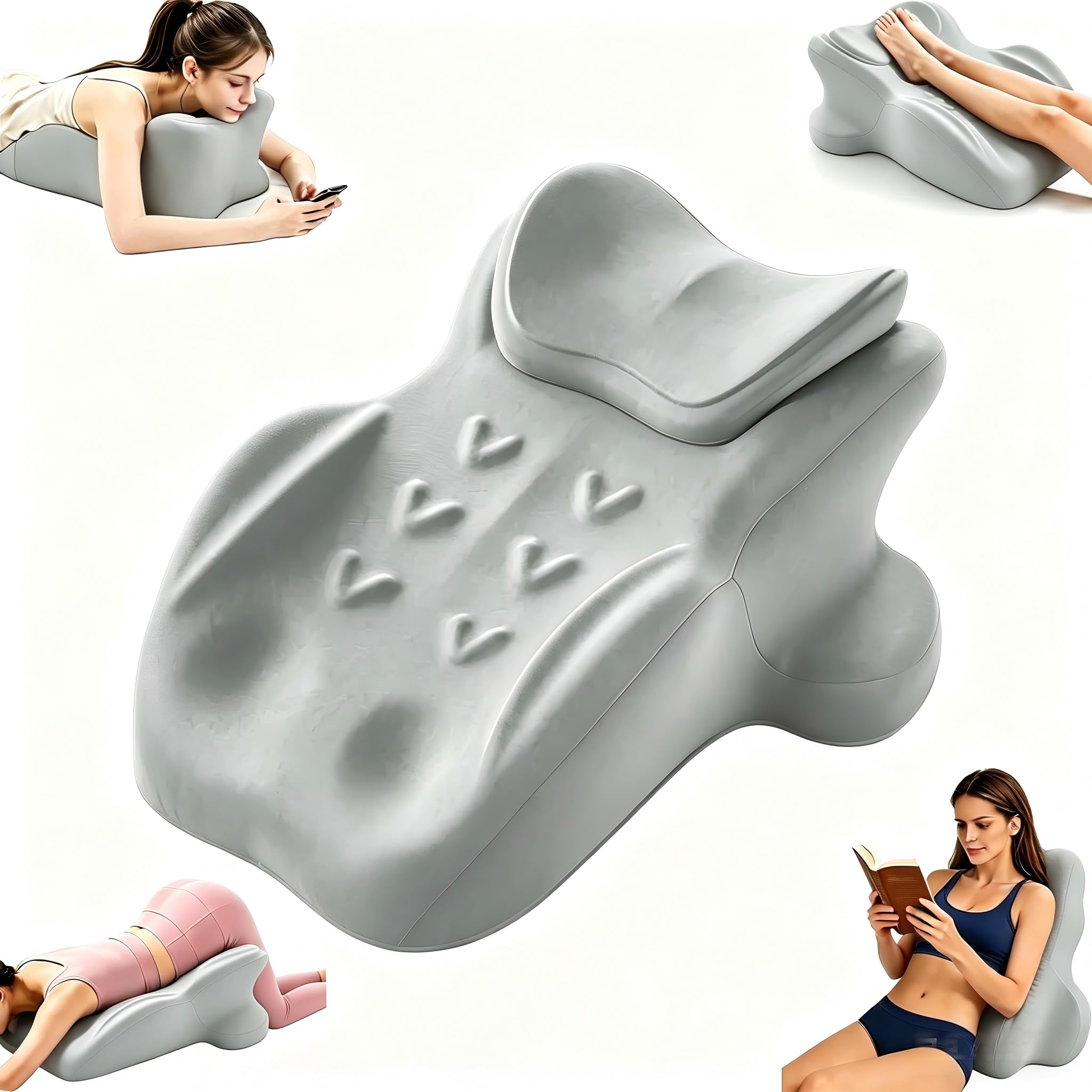Cuscino per intimità per coppie, cuscino di supporto sagomato in memory foam con cuscino lombare e collo, design ergonomico a basso profilo, per rilassarsi su letto e divano, fodera traspirante e
