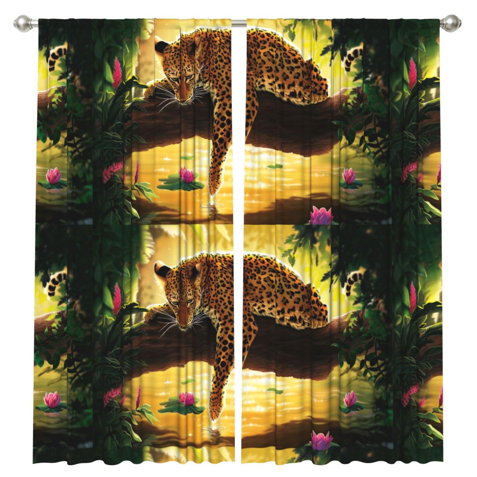 InOmak Funny Leopard, 2 Panels Window Curtains 52 x 84 Inch Blackout Curtains for Living Room Bedroom