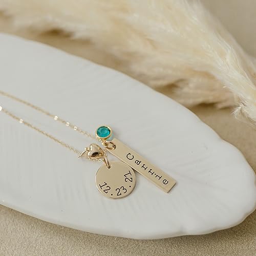 Miniatura 9 de 14K Gold Filled Personalized Name Birthstone Necklace - Mother's Day Birthstone Jewelry - Mom or New Grandma Pendant for Christmas