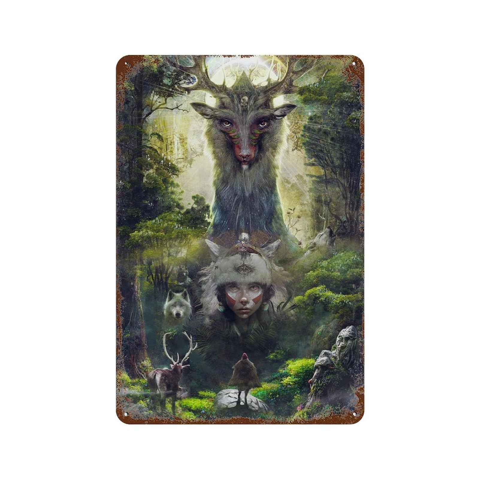 In The Forest of The Gods Decorative Tin Sign 11.8"x7.9", Shabby Chic Decor for Garage, Pub Or Kitchen
