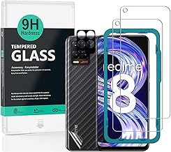 Ibywind Protective Film for Realme 8 4G (6.4 Inches), with Camera Protective Film (Metal Material), Carbon Fibre Skin for the Back, Includes Easy Install Kit (Centre Frame)