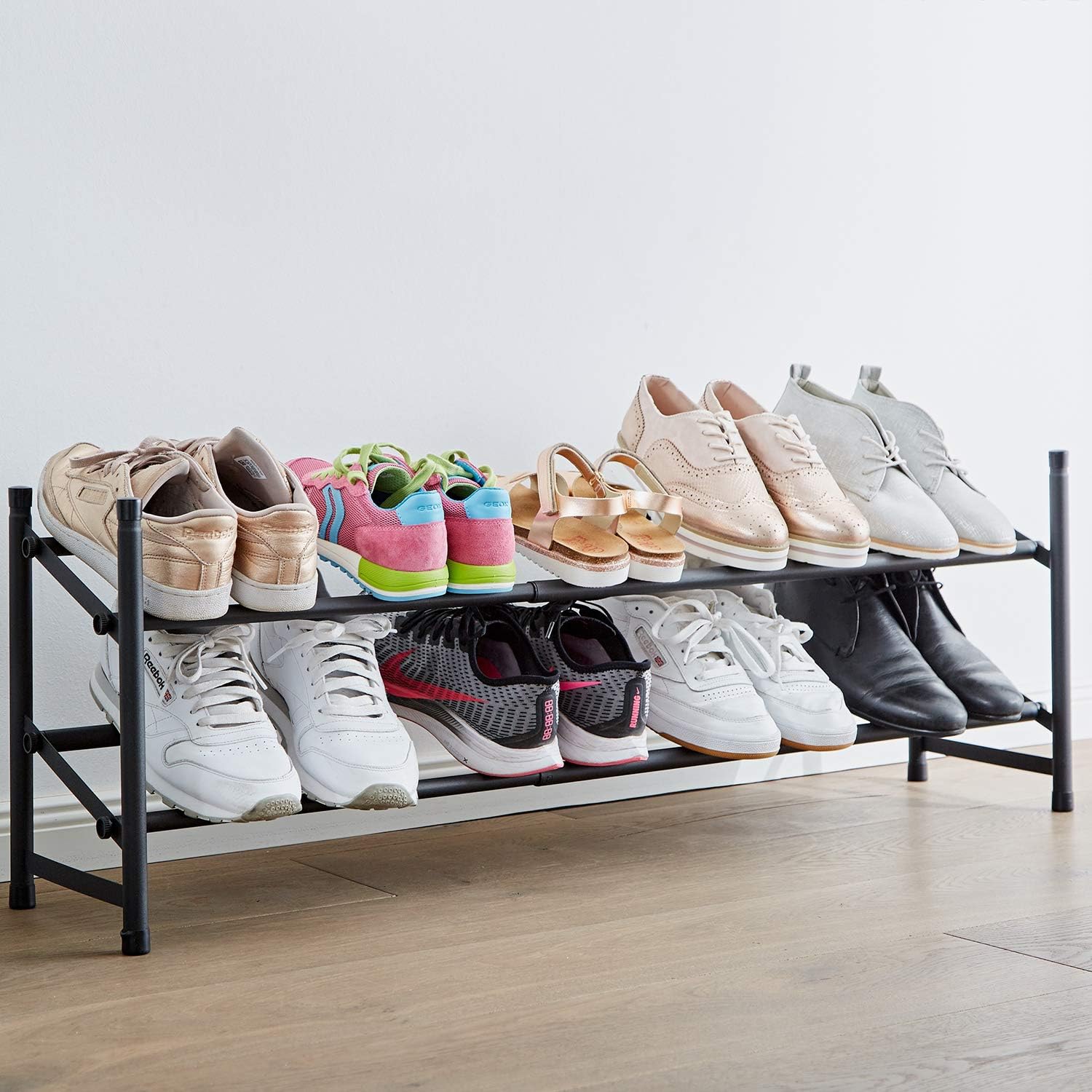 Shoe Rack, Metal, Black, 62-116x36x23 cm