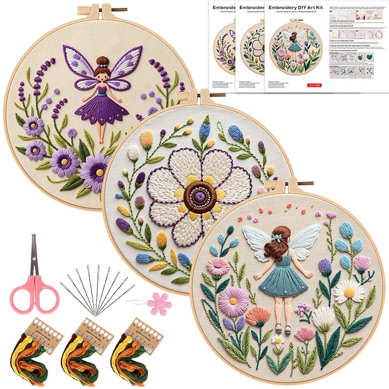 DIY Embroidery Kits for Adults - Elf Flower Fairy -1 DIY Embroidery Kits for Adults - Elf Flower Fairy -1