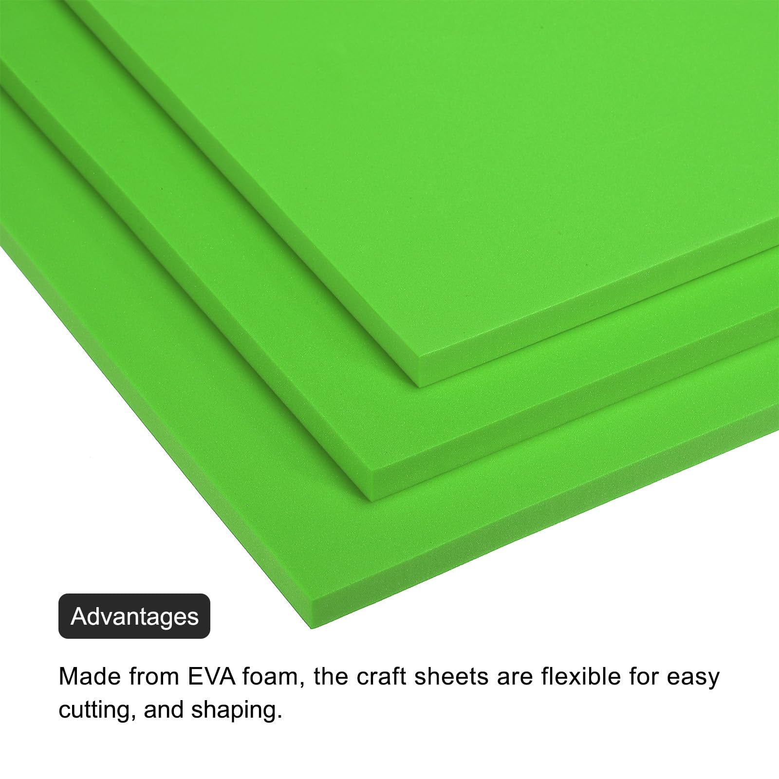 MECCANIXITY Hojas de espuma EVA verde de 9.8 x 9.8 pulgadas, 10 mm de grosor, hojas de espuma para manualidades, disfraces, artes y proyectos de manualidades, paquete de 6