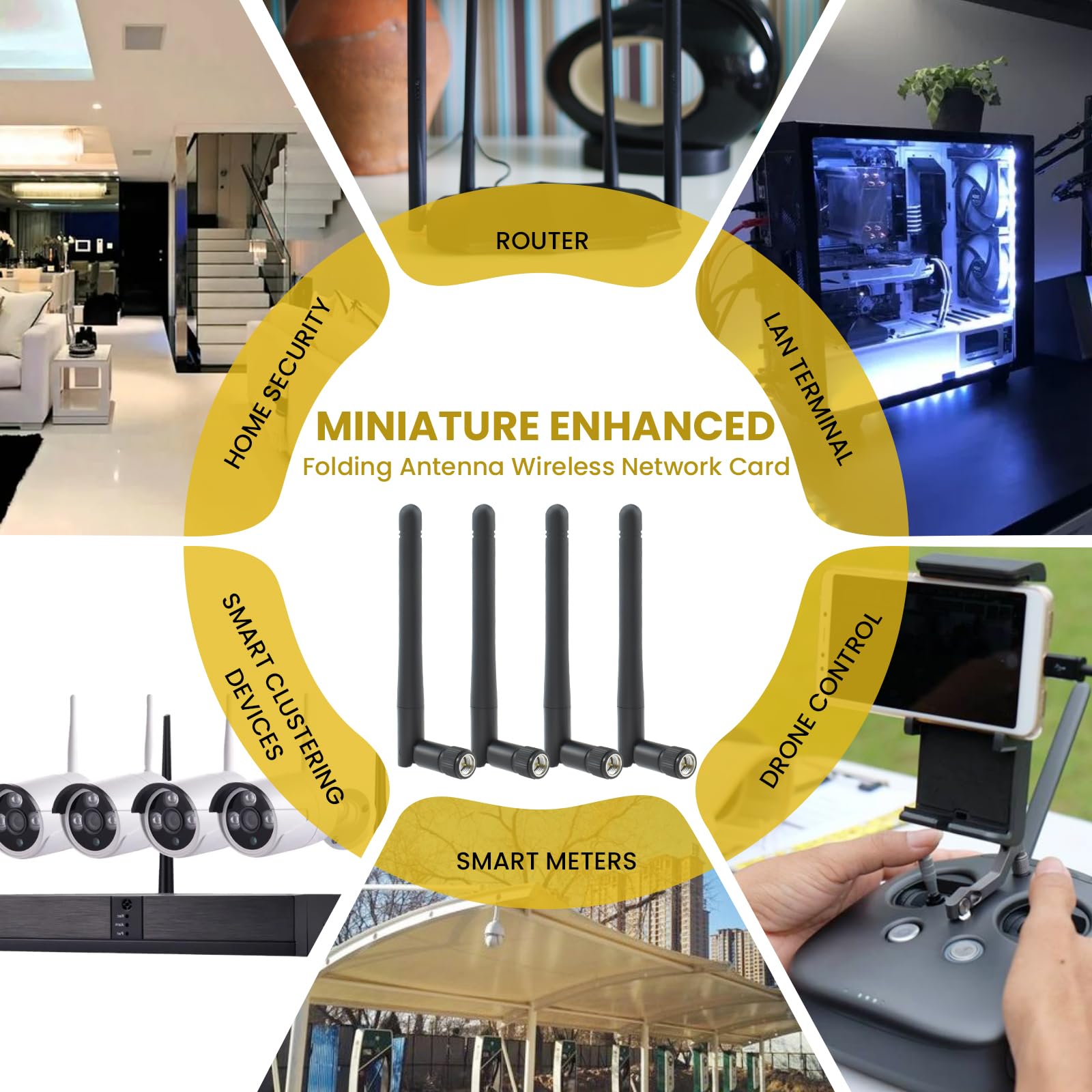 Antenne WiFi double bande 2,4 GHz/5,8 GHz 3dBi MIMO SMA mâle pour routeur WiFi, carte réseau sans fil, adaptateur USB, caméra IP de sécurité, moniteur de vidéosurveillance (paquet