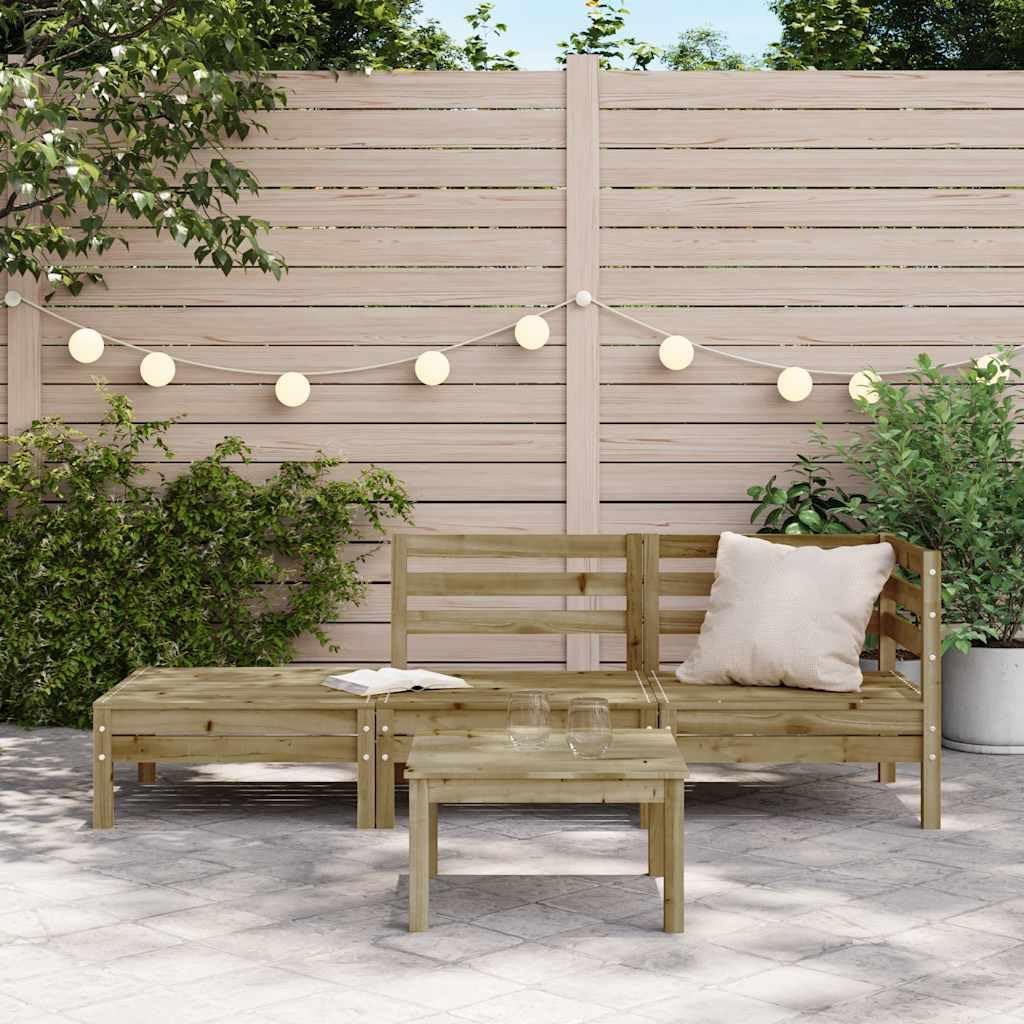 Divano da giardino a 3 posti in legno di pino impregnato con design a doghe per terrazza e giardino, mobili modulari da esterno con schienale per una comoda esperienza di seduta