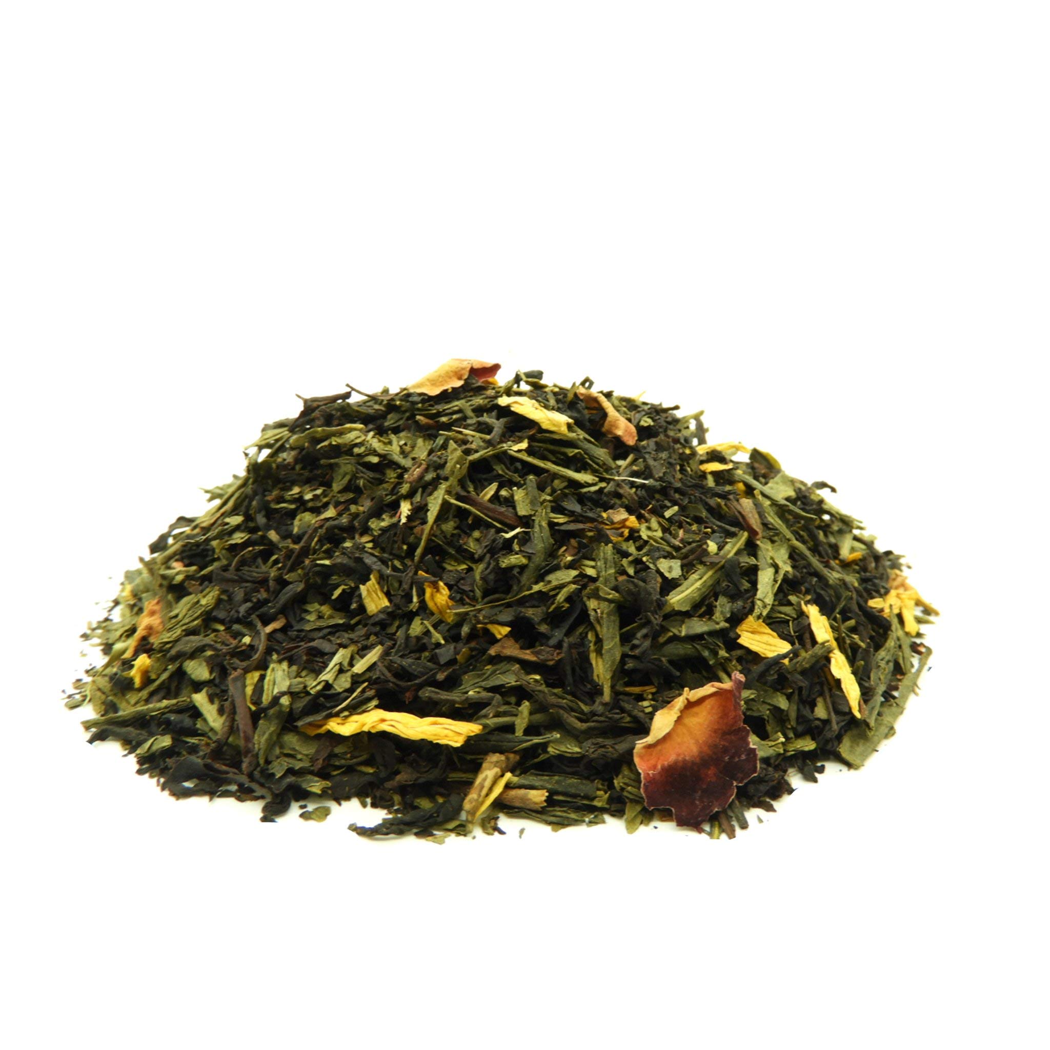 The Whistling Kettle Peach Rose Tea (Formerly Emperor's 7 Treasures) -Fruity and Floral Flavored Green Tea with Peach and Rose -4oz (80 servings)