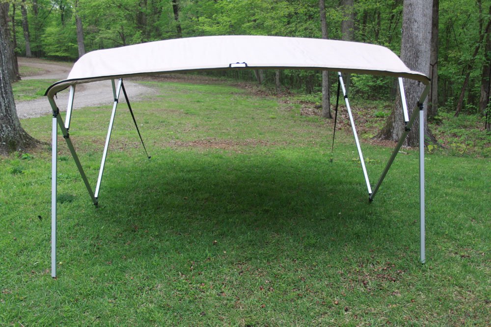 Vortex TAN/Beige Square Tube Frame 4 Bow Pontoon/Deck Boat Bimini TOP