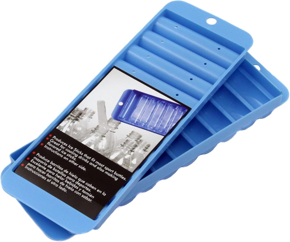 Select Plastic Sports Bottle Ice Cube Tray, 10 Ice Sticks 9.5 inches in Length, Blue