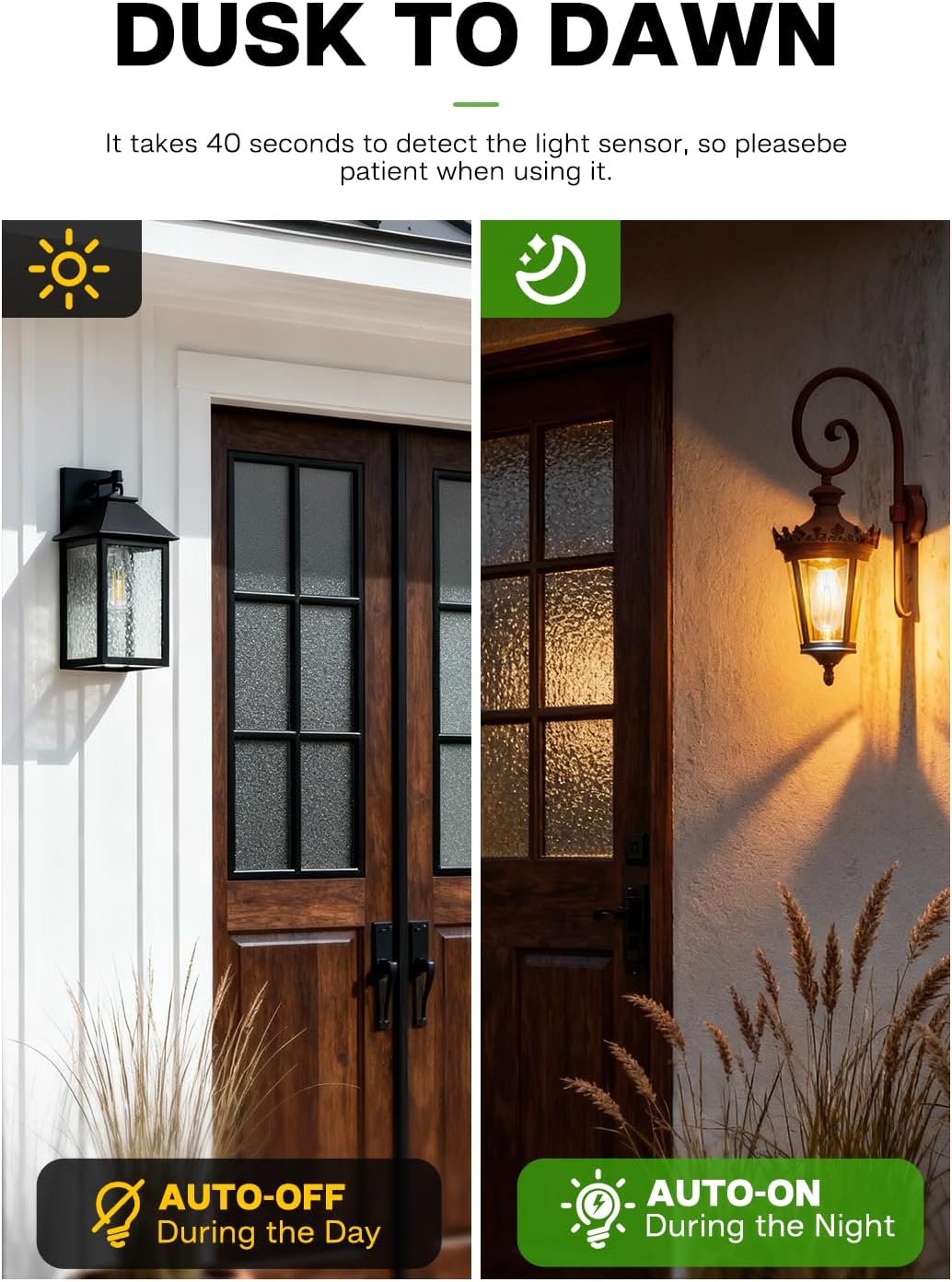 Dusk to Dawn Light Bulbs, 6W Equivalent 60W, Soft White 2700K, E26 Base, Light Sensing, ST58 Vintage Style, 600LM, Outdoor Edison Bulbs, Automatic Light Bulbs for Porch Patio Garage, 6 Pack