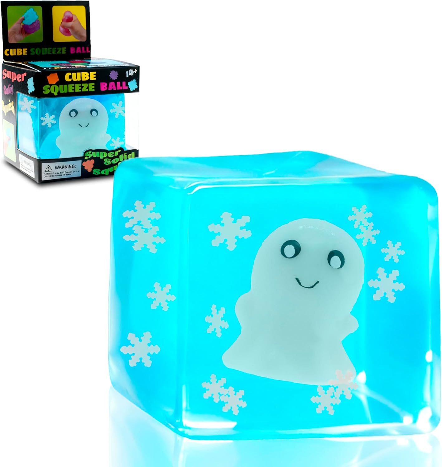 Spooky Squishy Toy – Glow in The Dark – Squishy Stress Cube Toy Cube with Ghost & Snowflake, Ideal Stress Relief Present for Kids & Adults, Gifts for Halloween and Christmas