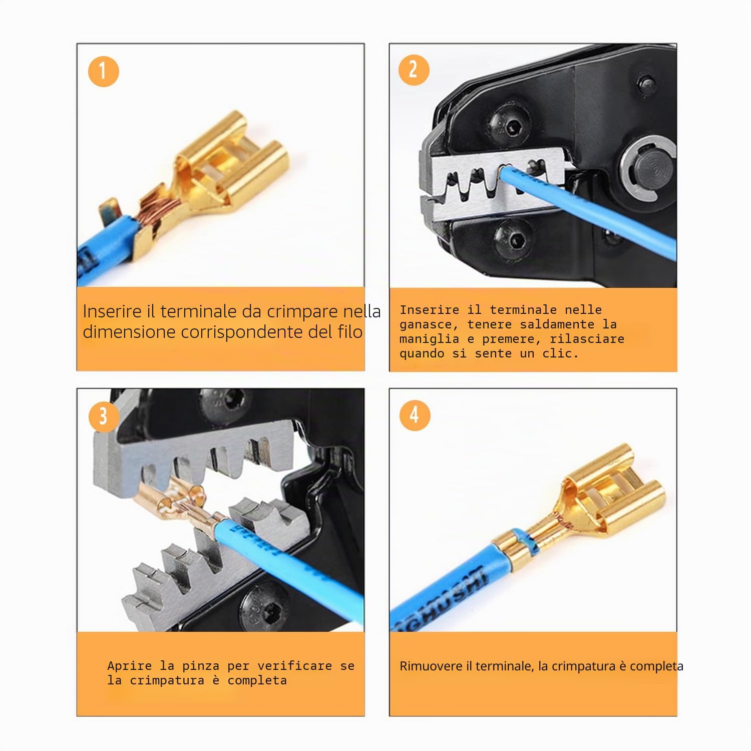 Set di pinze crimpature 6 matrici intercambiabili, strumenti termorestringenti, connettori terminali a cricchetto, pinza crimpatrice borsa trasporto
