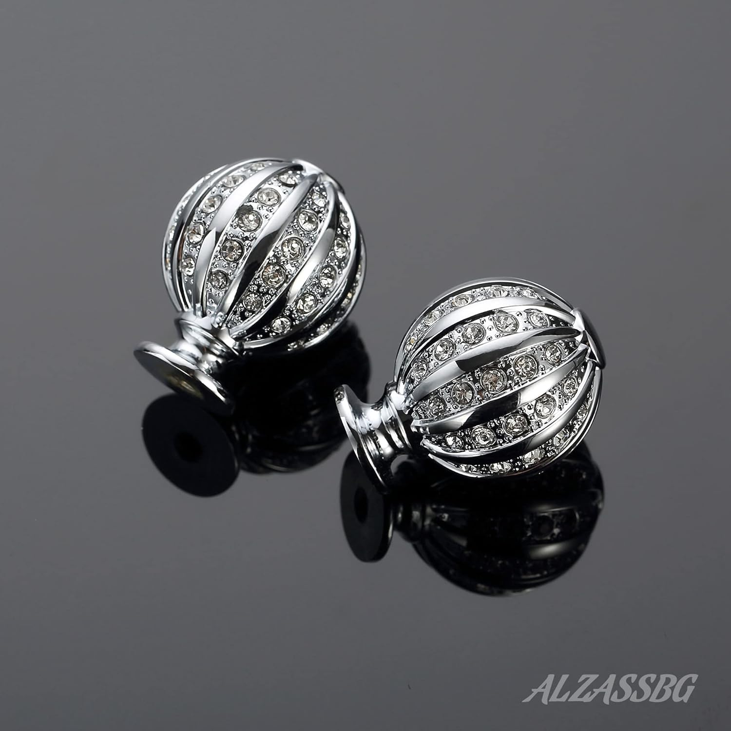 Alzassbg 5 Pack Polished Chrome Cabinet Knobs, 1 Inch(27mm) Diameter Round Crystal Knobs for Cabinets and Drawers AL1078CP