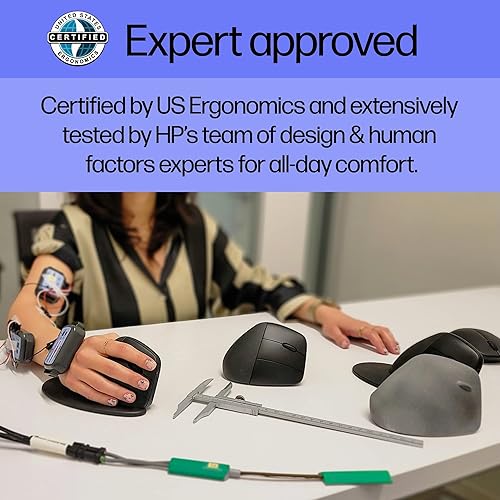 Miniatura 5 de HP 920 - Ratón ergonómico vertical inalámbrico Bluetooth 5.3 y dongle USB, 5 botones programables, batería de 16 semanas, multidispositivo,
