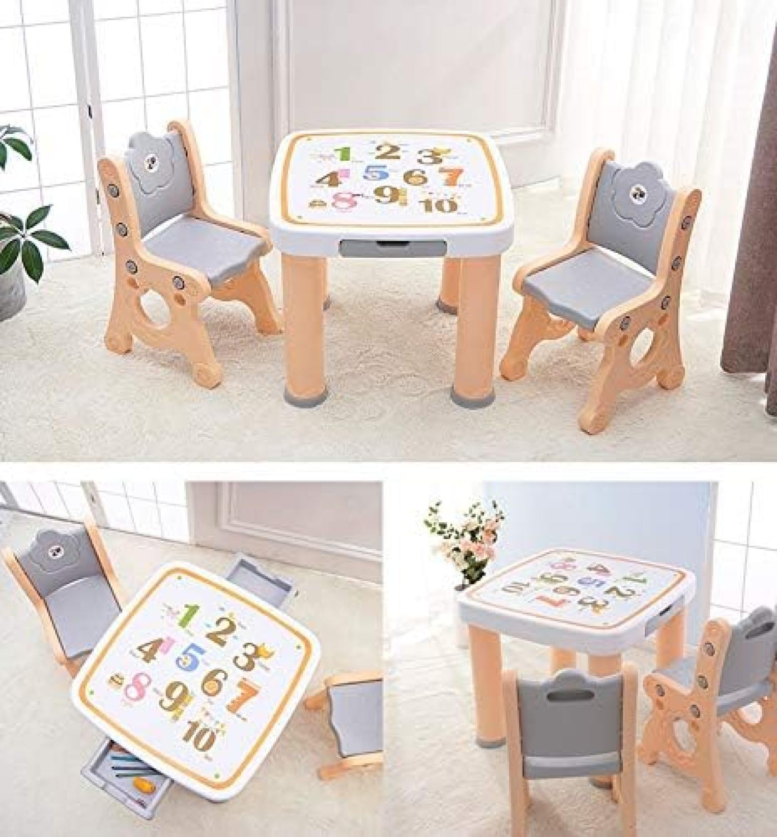 Amazon.co.jp: 子ども用テーブル 椅子セット 学習机 勉強机 1?5歳の