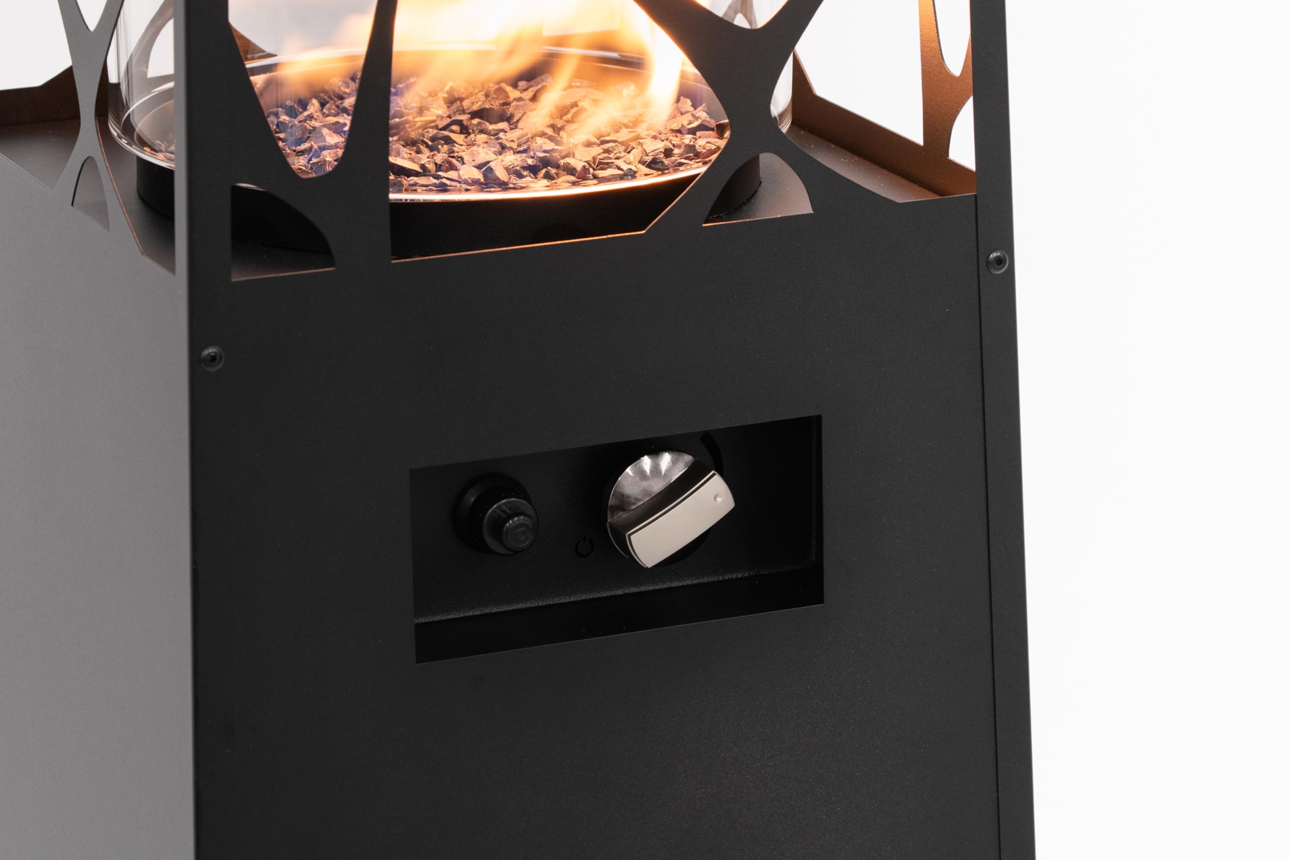 Planika Pyramid Chauffe-terrasse au Gaz Moderne Cheminée Extérieur Jardin Noir