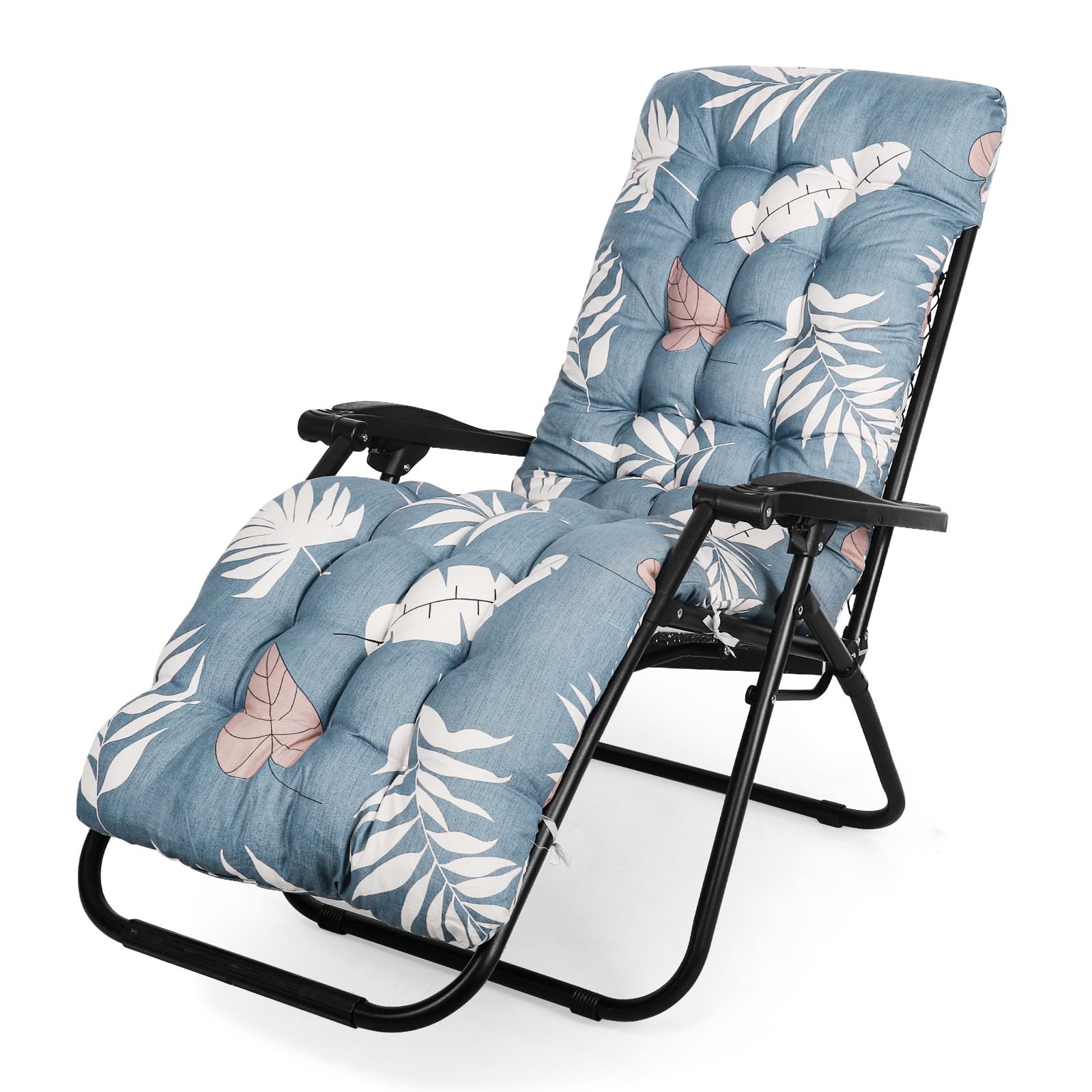Sun Lounger Cushions 170 * 53cm, Sunlounger Cushions Only with Anti-slip Straps, High Back Rocking Chair Seat Pad Sunbed Cushion for Garden Patio Lounge Cushion Outdoor Reclining Travel (light Blue)