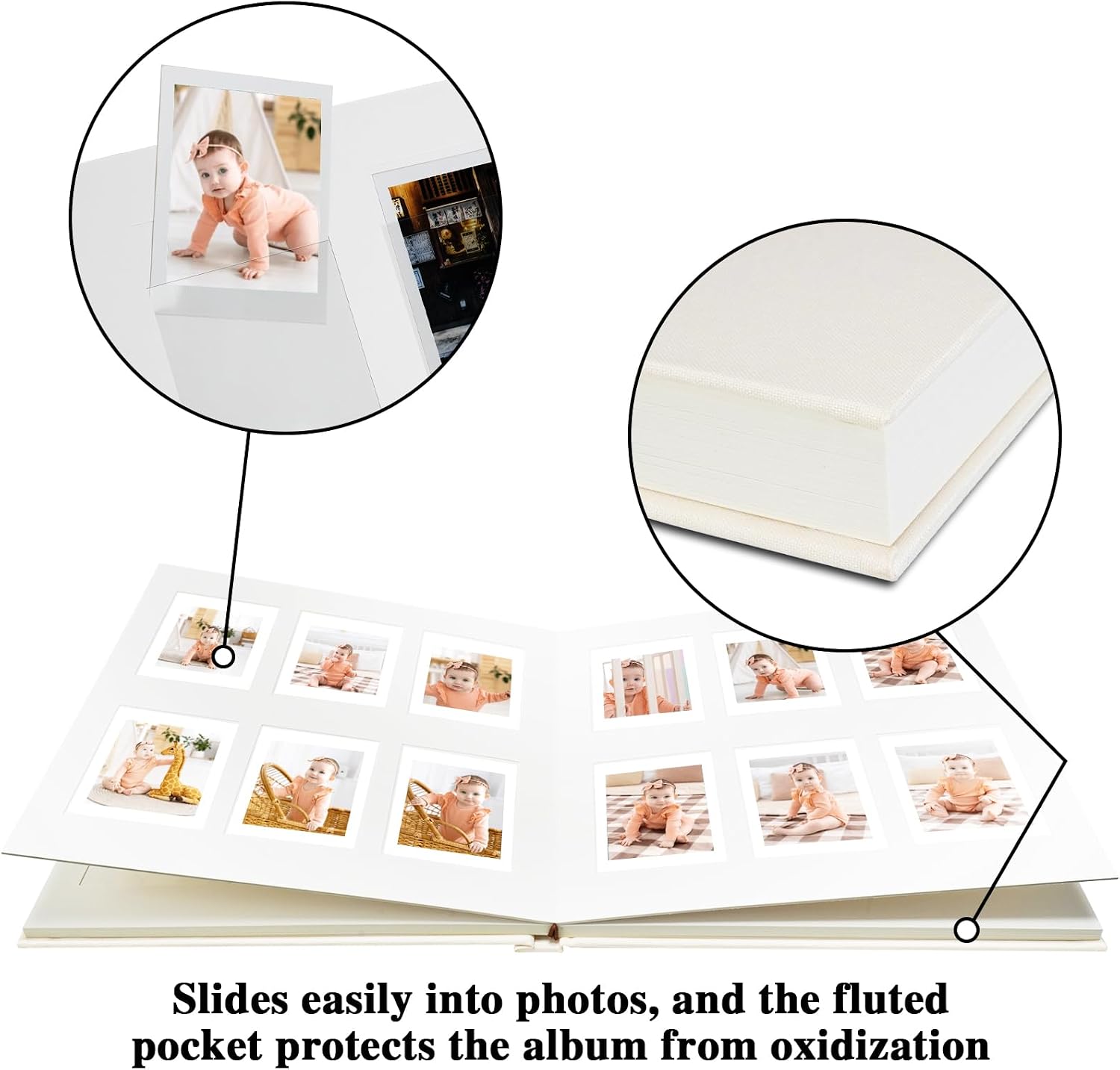 Vienrose Mini Photo Album 120 Pockets Fits for Instant Camera Mini 12 11 9 8 90 25, Polaroid Snap PIC-300, Kodak Mini 3-Inch Film, Beige