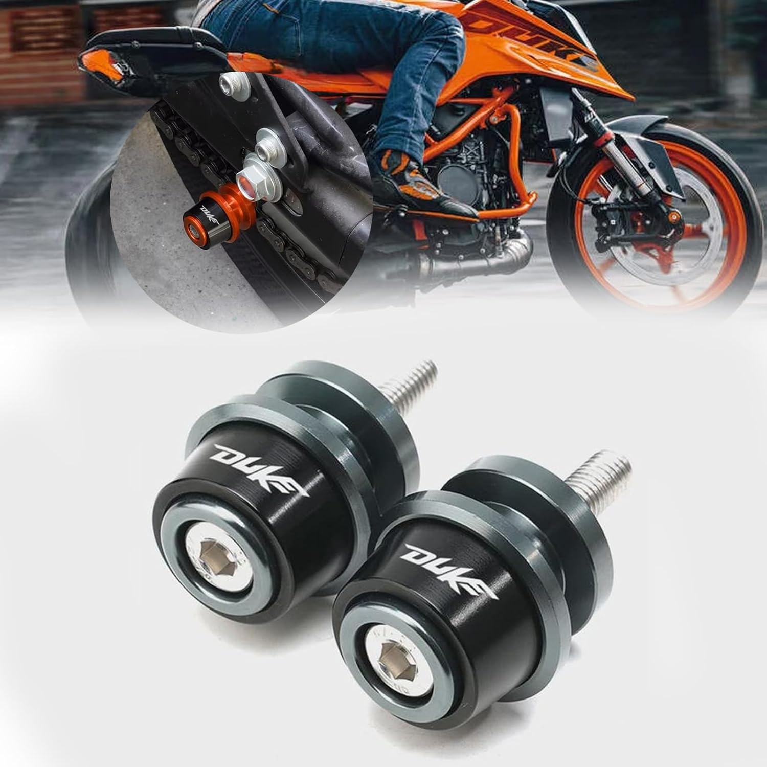 For DUKE390 duke390 250 790 890 2018-2024 CNC Aluminum Alloy 10MM Swingarm Spools Slider Stand Screw duke390 250 790 890 Accessories (One pair in orange)