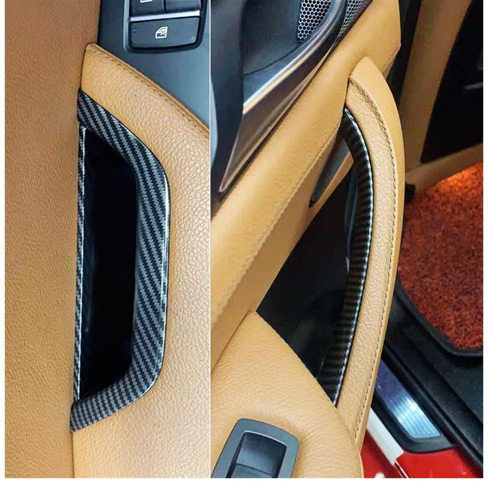 Sostituzione Maniglia Interna Portiera Copertura per della maniglia interna portiera con effetto fibra di carbonio Per BMW X3 X4 F25 F26 2010-2016 (guida a sinistra, guida a destra)
