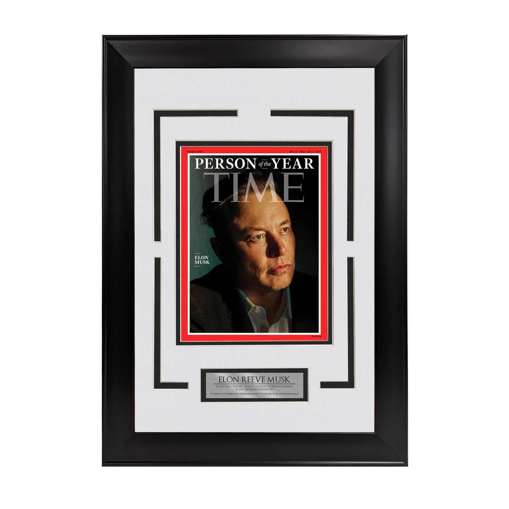 Boxed Memories Elon Musk - Time Magazine Cover - Framed Photo
