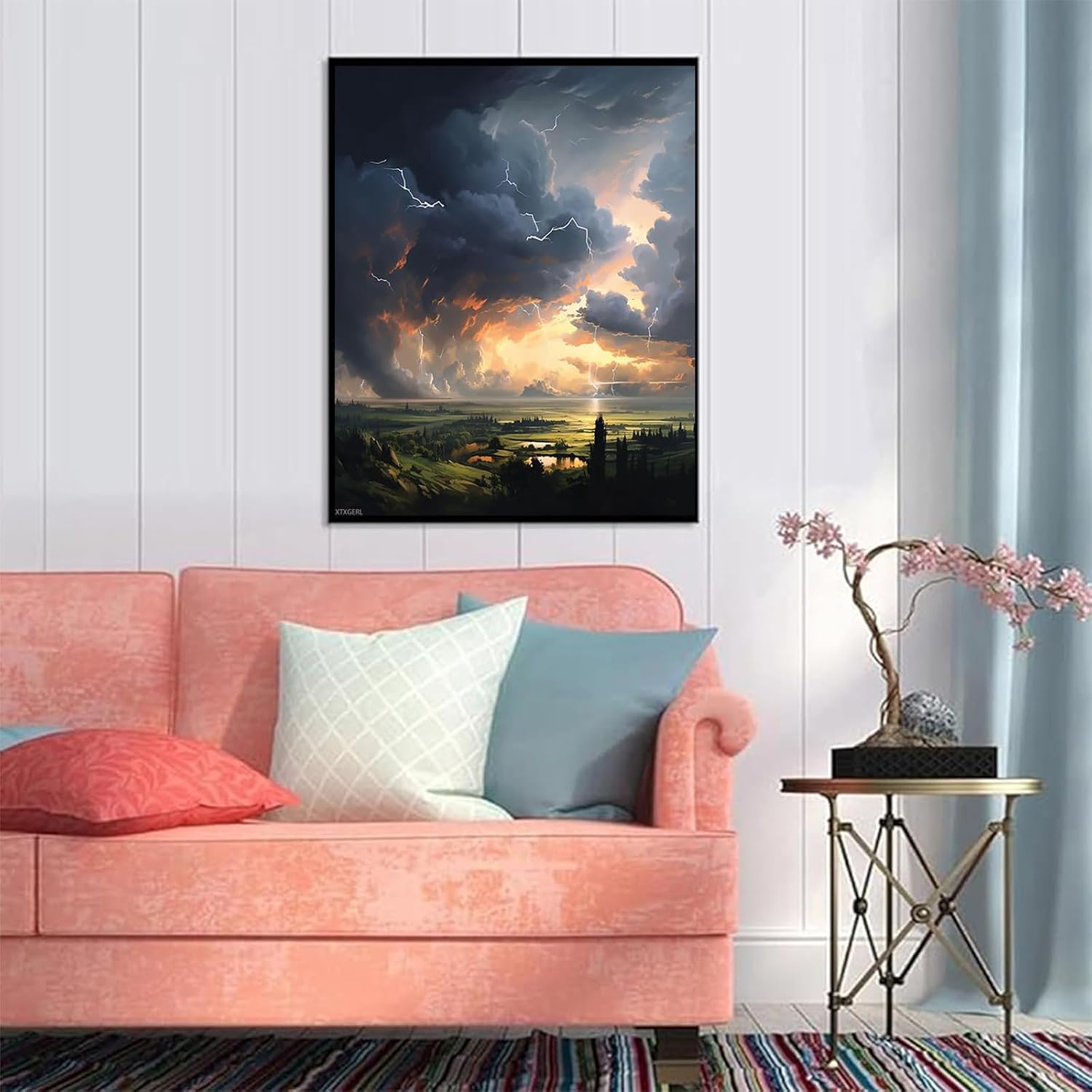 XTXGERL Oil Painting Kit for Beginner Digital Painting Summer, Thunderstorm, Clouds Paint by Numbers for Adults Beginner Arts Craft for Decoration, 40x50cm No Frame