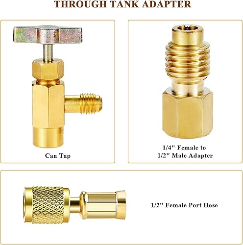 Miniatura 5 de R134A - Kit de válvula de grifo de lata, adaptadores AC R134A, acopladores rápidos, para acopladores rápidos de calibre múltiple R12 R22, con
