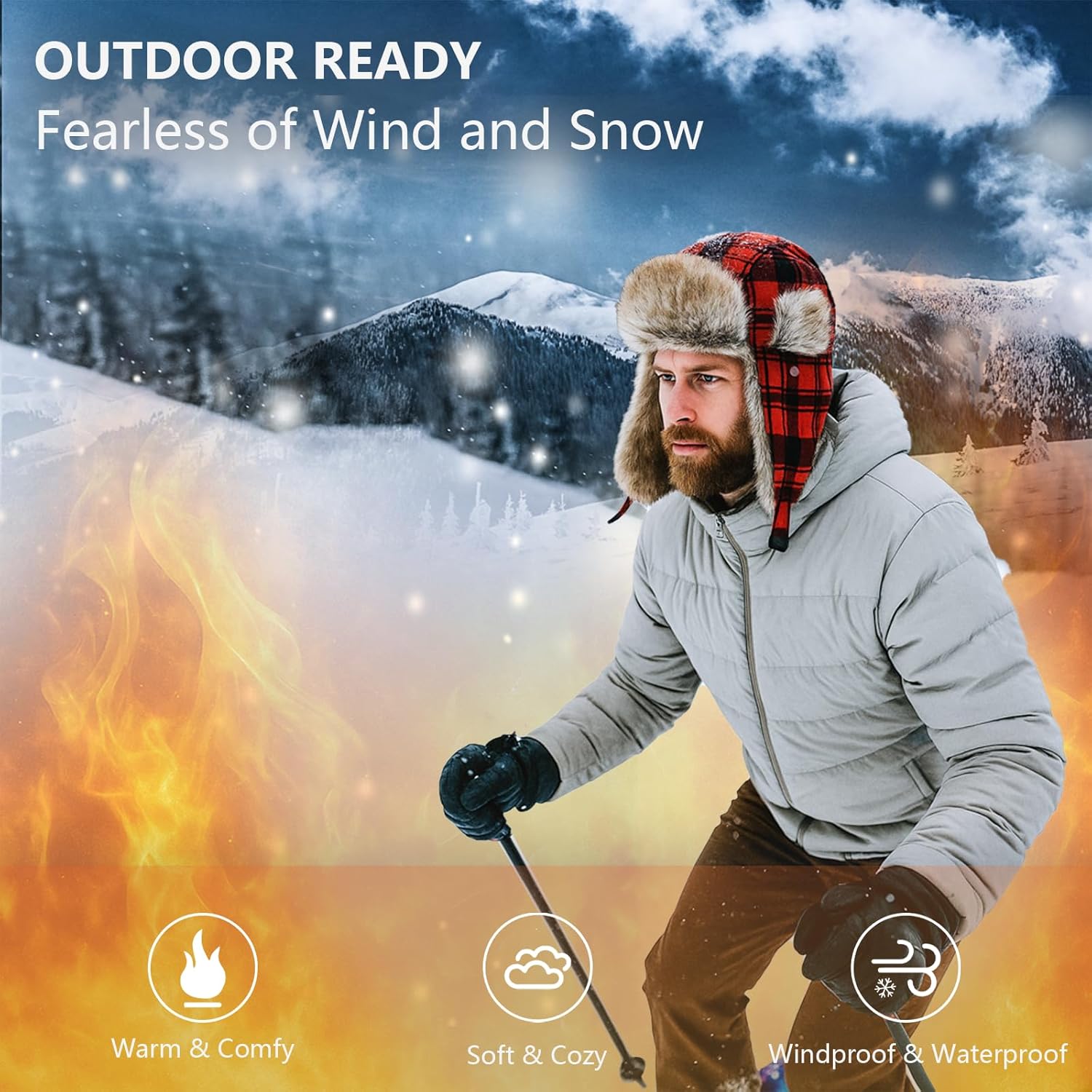 Winter Trapper Hat Russian Ushanka Aviator Warm Cold Proof Ski Hunting Cycling Winter Hats