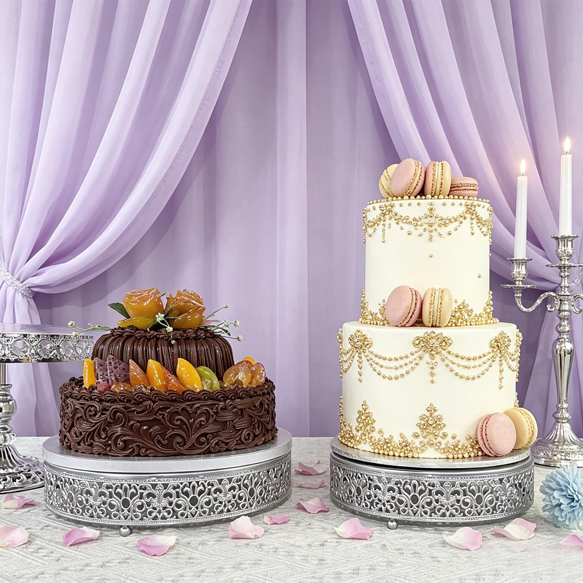 Tortenständer Set von 3 Metall Cupcake Ständer Dessert Display Platte für Hochzeit Party Geburtstag (3 Stück, Silber Matt)