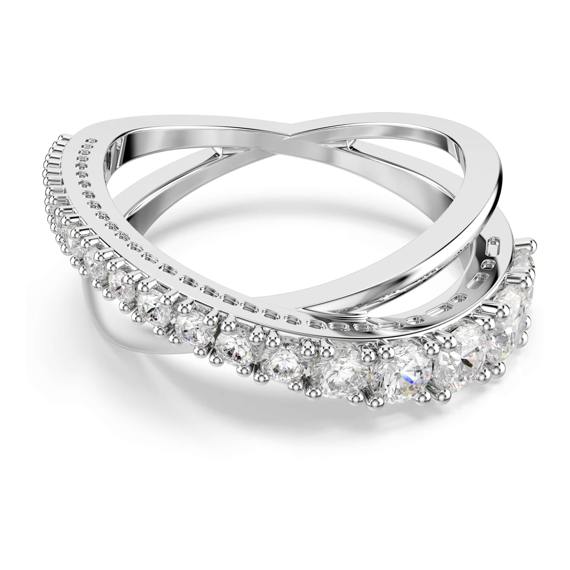 Swarovski Anello Hyperbola, Taglio misto, Bianco, Placcato color argento