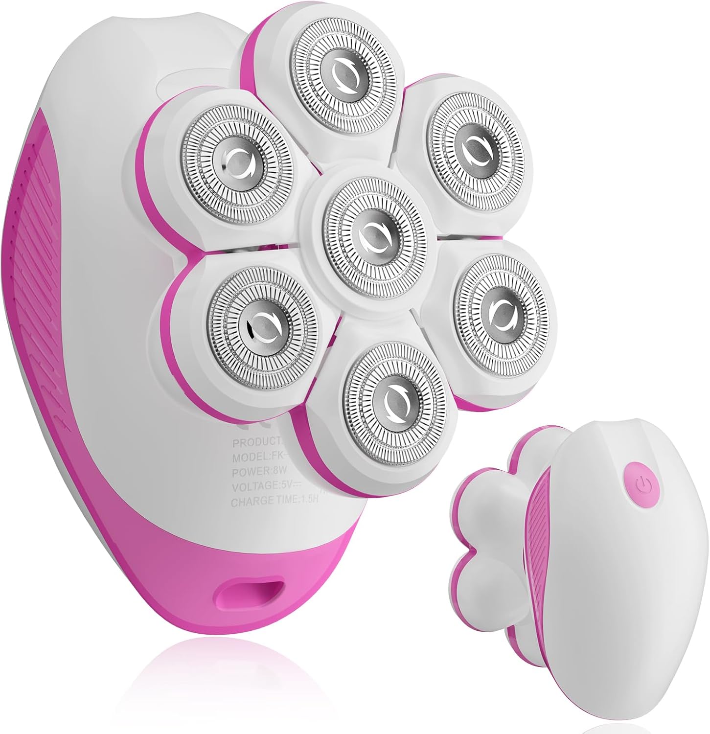 7D Electric Razor for Women: Full-Body Shaver for Legs & Face  Waterproof Wet/Dry Use with LED Light & Travel Cover  Smooth Close Bikini Shaver (Pink)