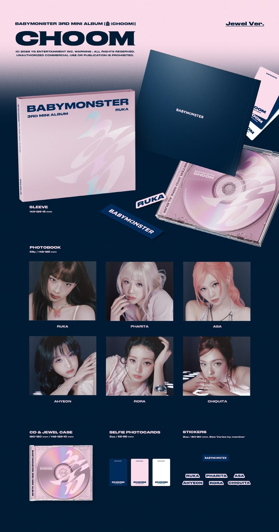 Amazon.com: BABY MONSTER CHOOM 3rd Mini Album 3p Set (ASA+ASA+