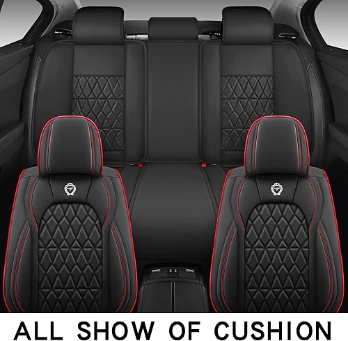 Miniatura 7 de 01 - Juego completo de 5 fundas de asiento de automóvil con cuero impermeable, compatible con bolsas de aire, ajuste universal para la mayoría de