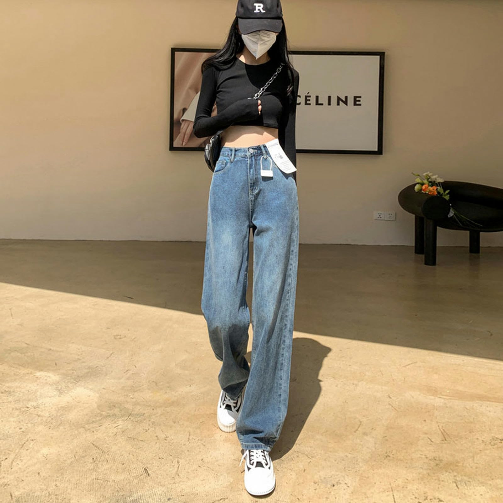 MdybF Jeans Donna Jeans Donna Pantaloni Larghi Pantaloni da Cowboy per Donne Abbigliamento Jeans Abbigliamento Jeans in Vita Alta per Abiti da Donna