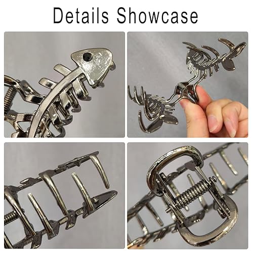 Miniatura 5 de AIDVPOD Pinzas de metal para el cabello, diseño de hueso de pescado, pinza para el cabello para niñas y mujeres, accesorios para el cabello, pinzas