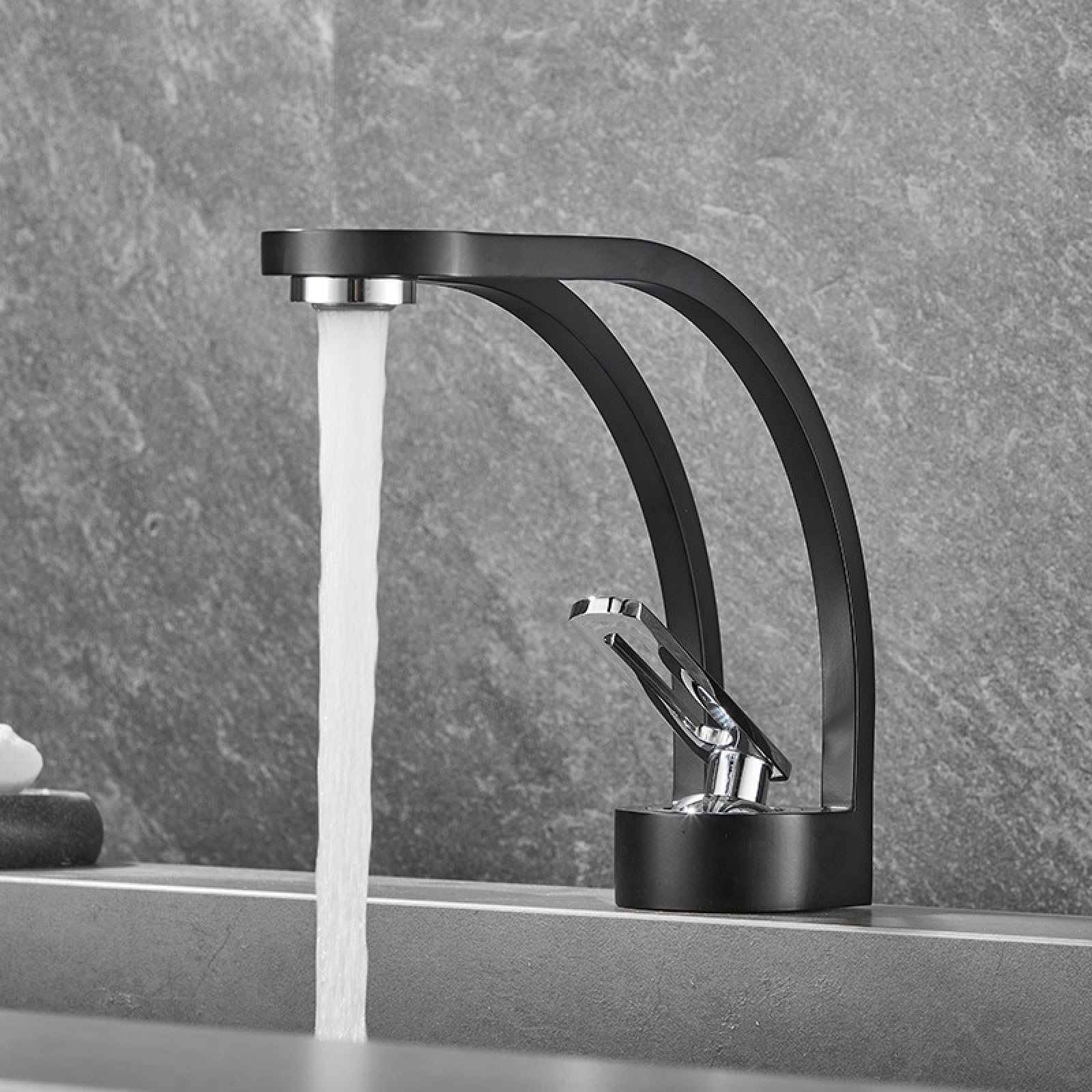 Fanjubei Black And Silver All-Copper Bathroom Washbasin Faucet