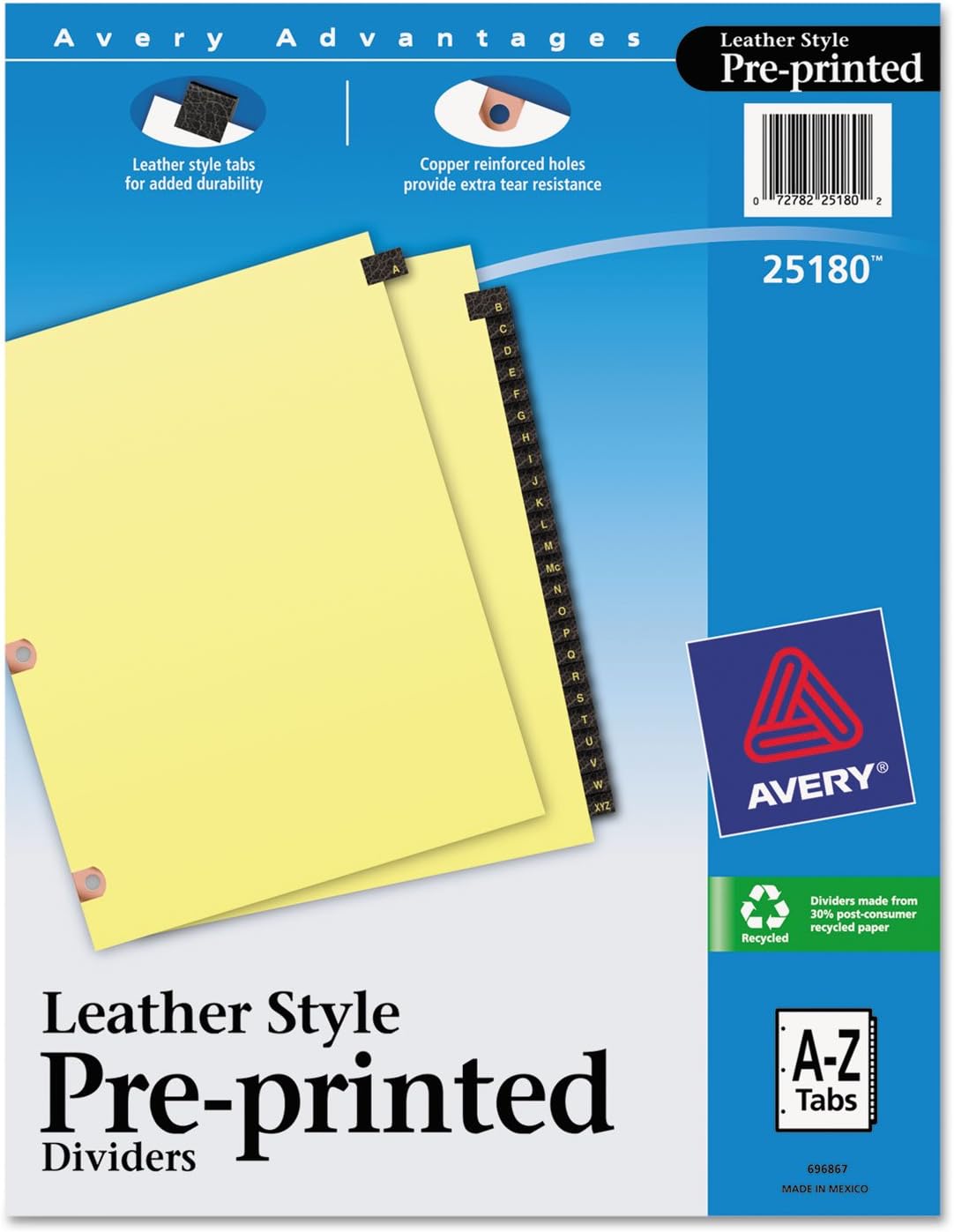 Copper Reinforced Preprinted Black Leather Tab Dividers