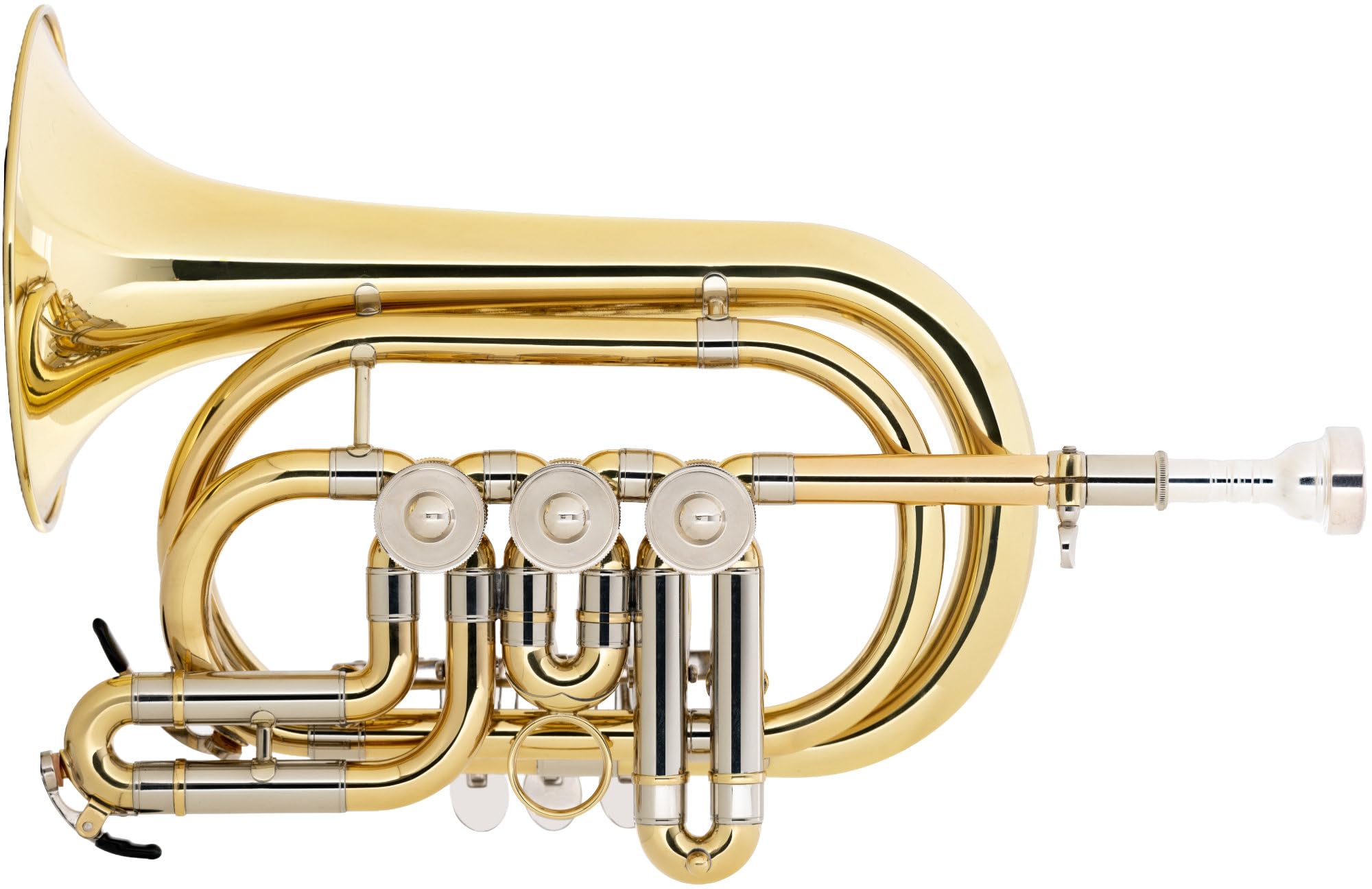 BCR-26L Drehventil Kornett - Ideales Schülerinstrument - Gewicht: 910g, Länge: 28cm - Korpus: Messing, Mundrohr: Goldmessing, Finish Klarlackiert - Inkl. Mundstück & Gigbag