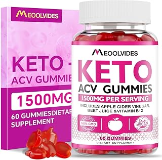 Keto ACV Gummies with Apple Cider Vinegar, B6 & B12 | Vegan, Gelatin-Free, Non-GMO | Keto Support & Detox Cleanse for Men & Women | 60 Count