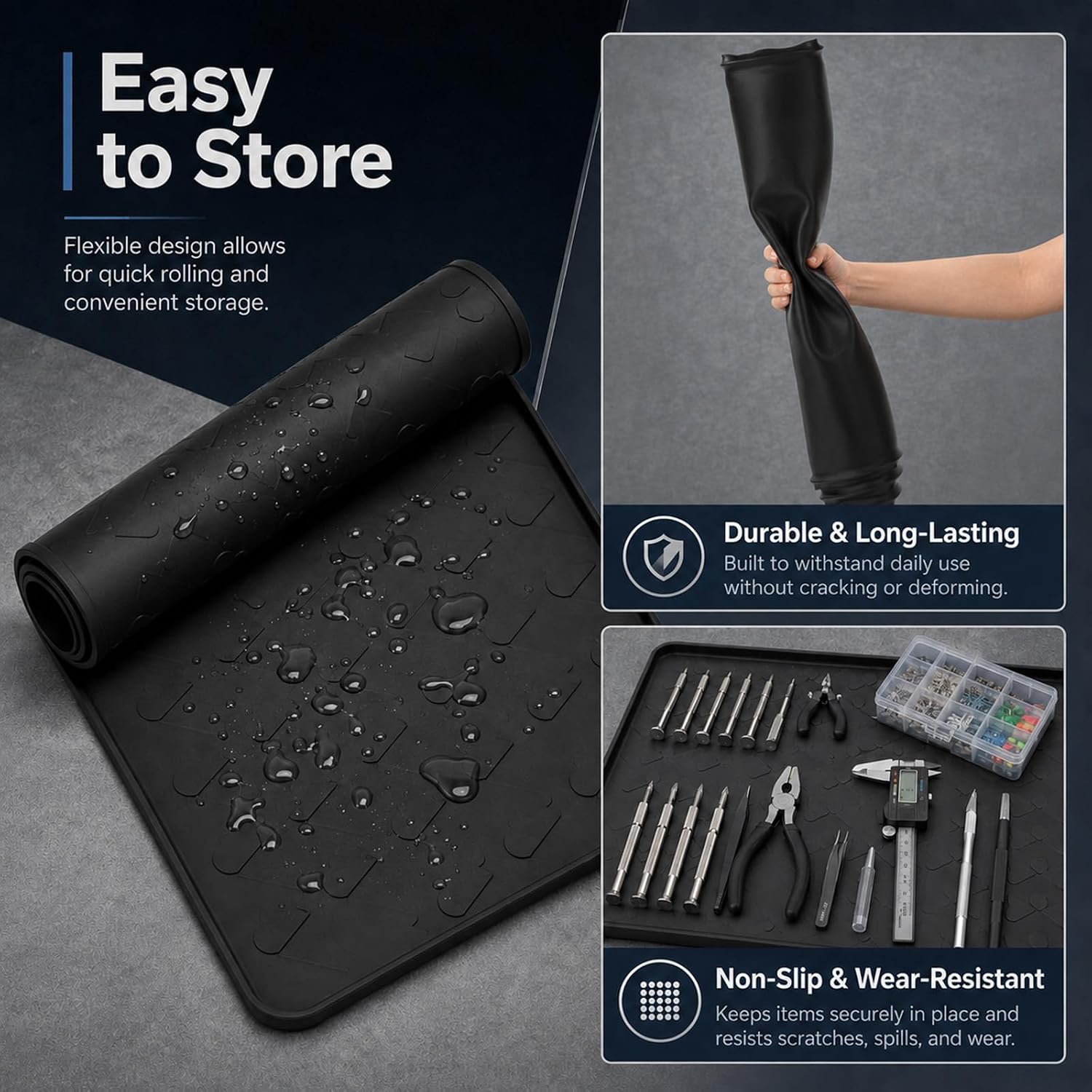 34x22" Silicone Oil Drain Mat with 20 Absorbent Pads for Garage
