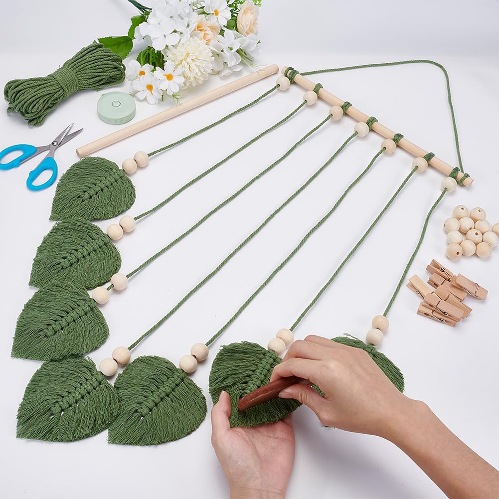 FREEBLOSS Set Macramé Feuille Kit Feuille Macramé Kit de Suspension Murale Macramé Feuille mur de Photos de Feuilles de Macarame Kits de Macramé pour Débutants Tapisserie de Feuilles de Macramé