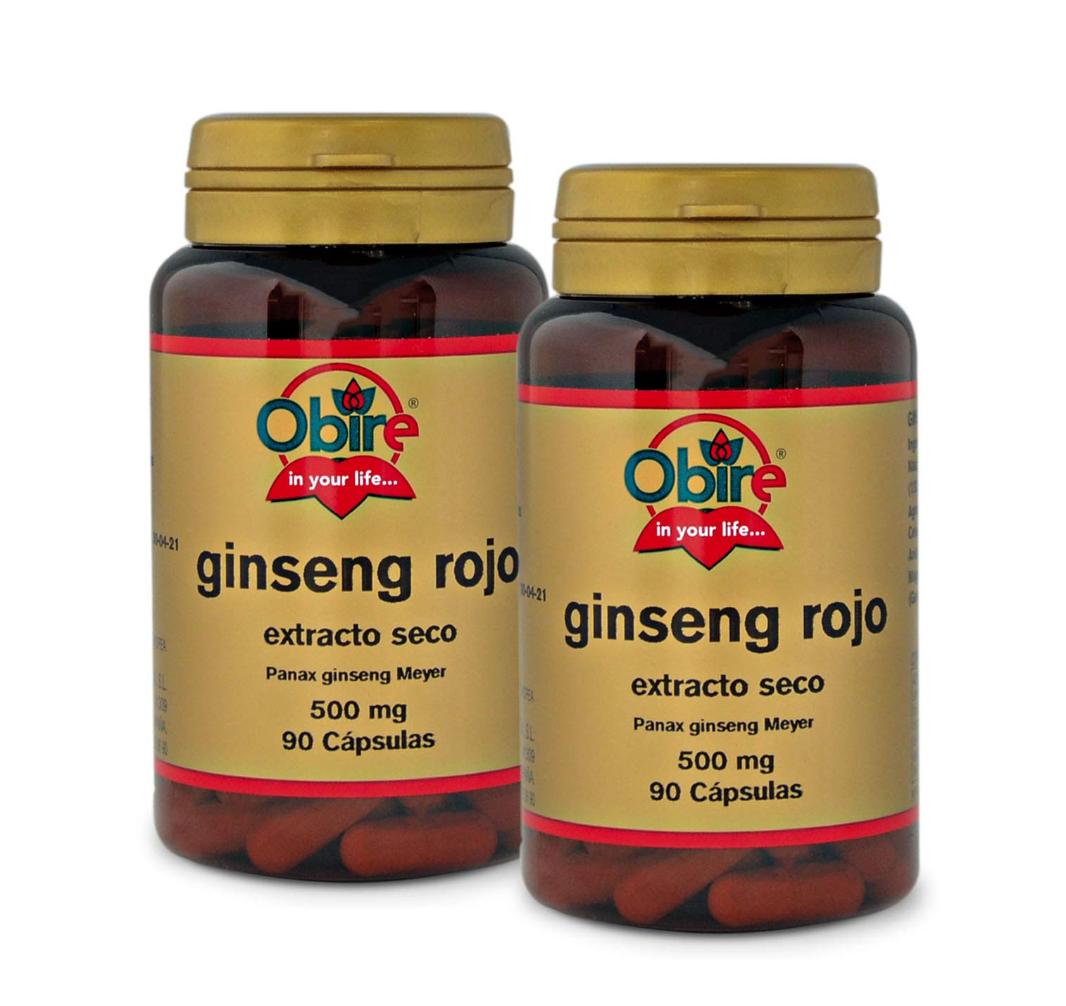Obire | Ginseng Rojo 500 mg | Extracto Seco 90 Cápsulas (Pack 2 unid.)