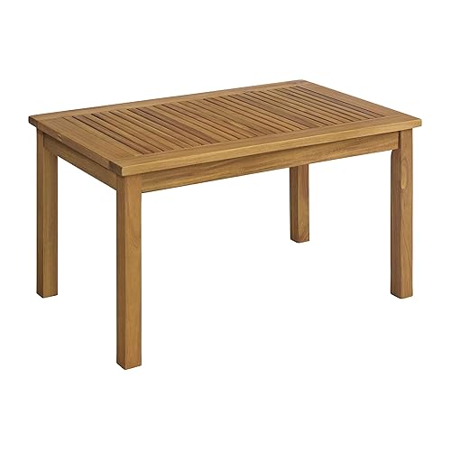 Okemo Outdoor Coffee Table - Weather-Resistant Acacia Wood Slotted Table