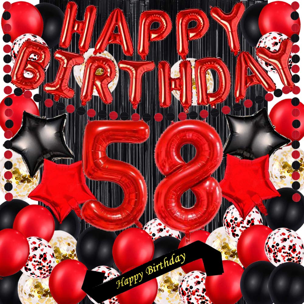 はんち   誕生日 DE写真58枚 Amazon | 赤 58歳 誕生日パーティーデコレーション用品 赤