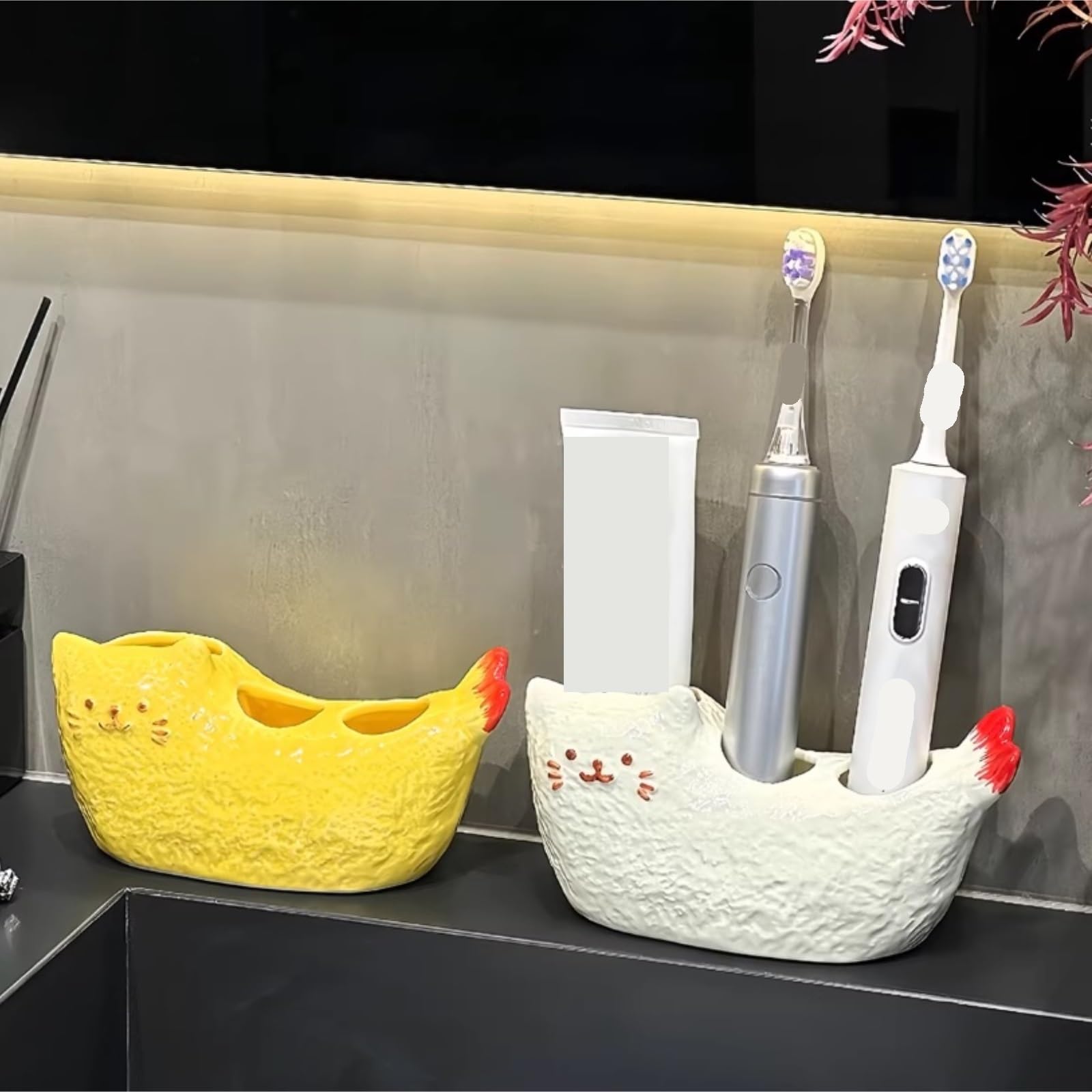 Uchwyt Na Szczoteczki Do Zębów Akcesoria Łazienka Uchwyt Na Szczoteczki Do Zębów Stojak Długopis Biurko Organizer Szczotkowania Biura W Łazience(White)