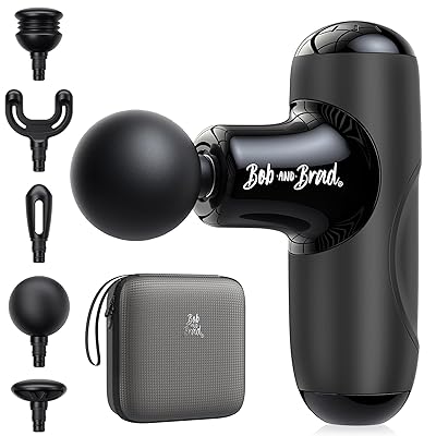BOB AND BRAD Q2 Mini Massage Gun, Pocket-Sized Deep Tissue Massager Gun, Portable Percussion Muscle Massager Gun, Ultra Small & Quiet Muscle Massage Gun with Carry Case, Home Gym Travel, Black