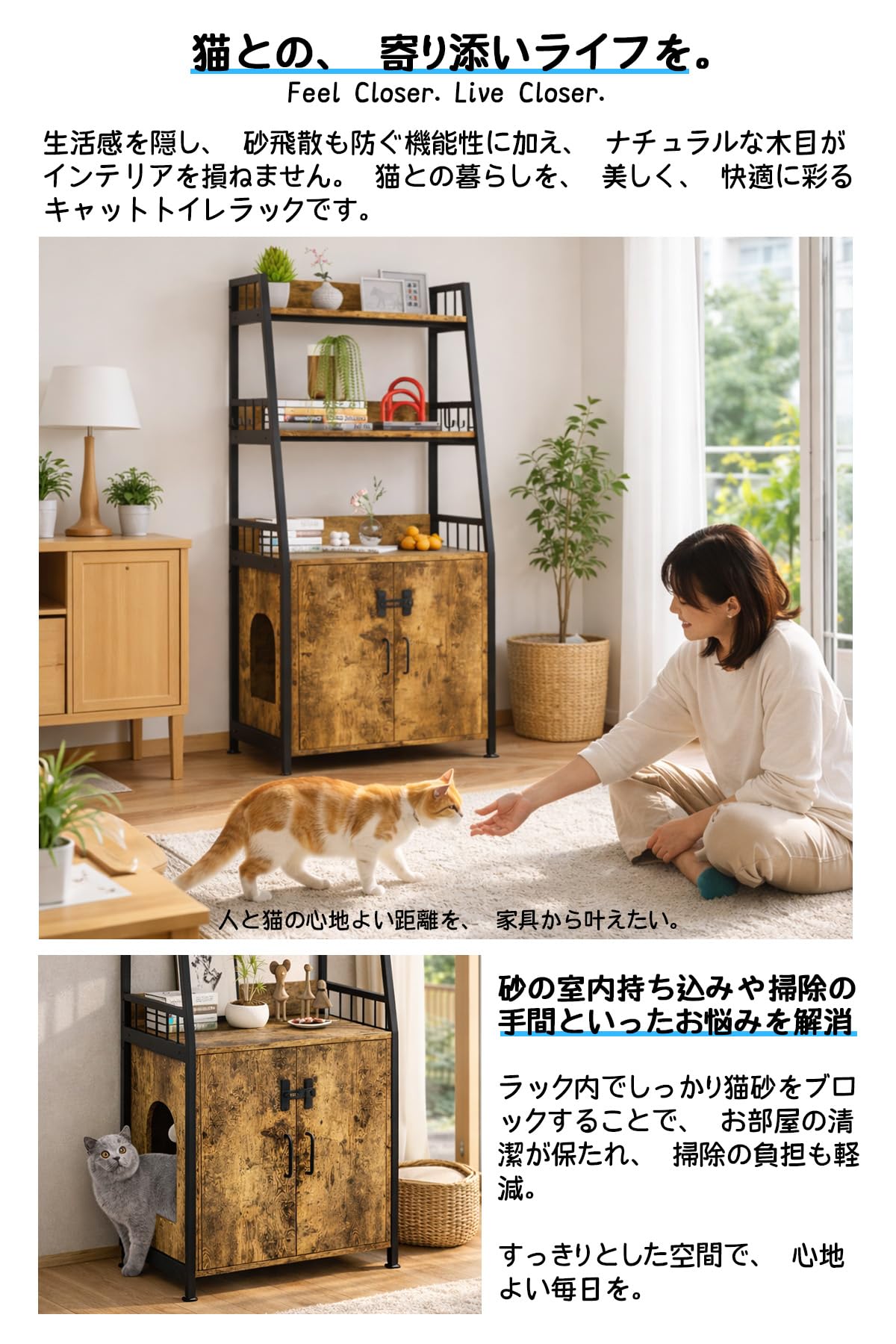 Amazon.co.jp: 猫トイレ収納 木製 猫トイレボックス キャットハウス