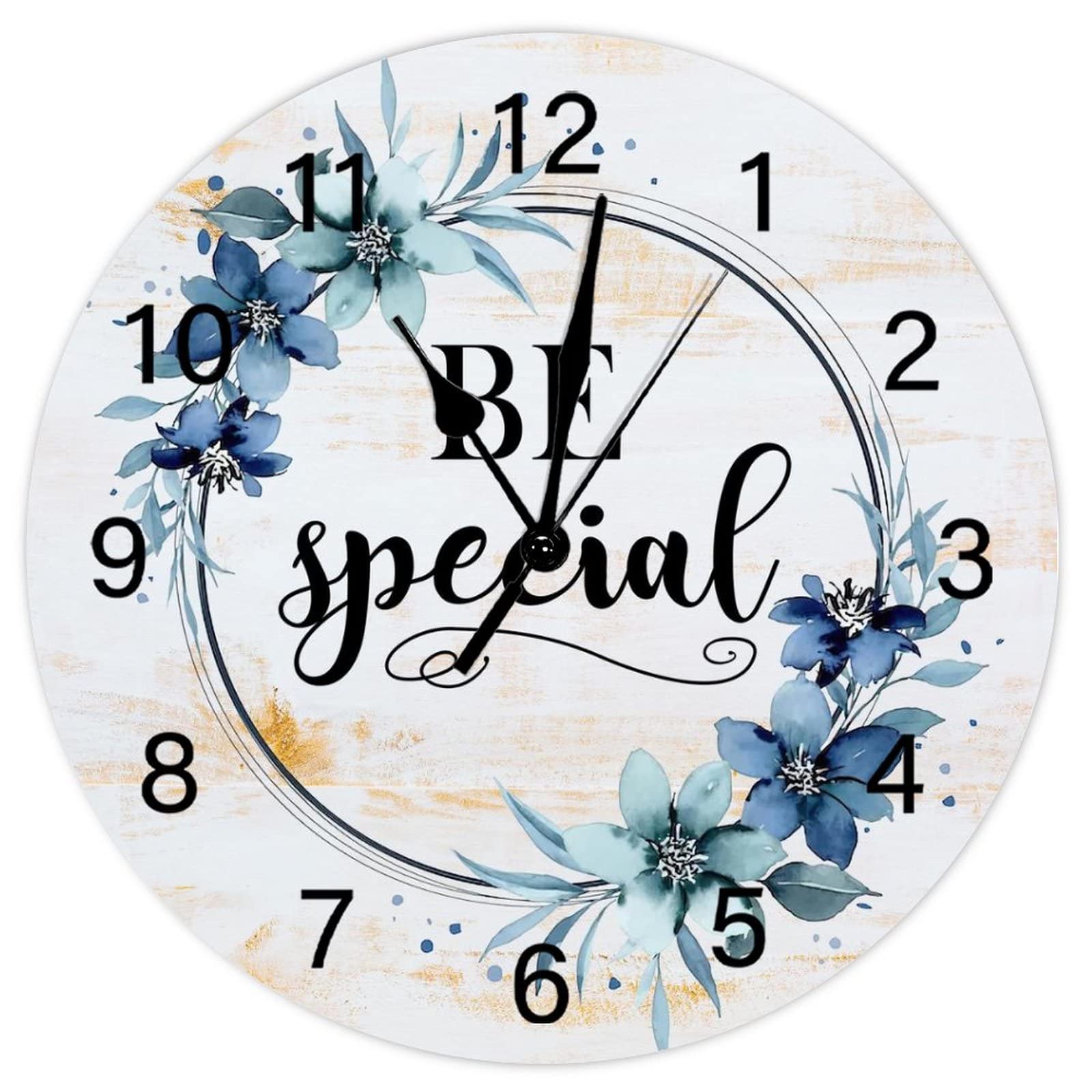 Horloge de style campagnard en quartz de 38 cm avec imprimé de feuilles durables
