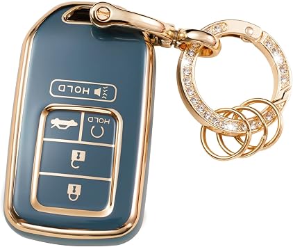 Gematay For Honda Key Fob Cover, Car Key Case Protector for Honda Civic Accord Pilot CRV Odyssey Key Fob Shell with keychain, Blue